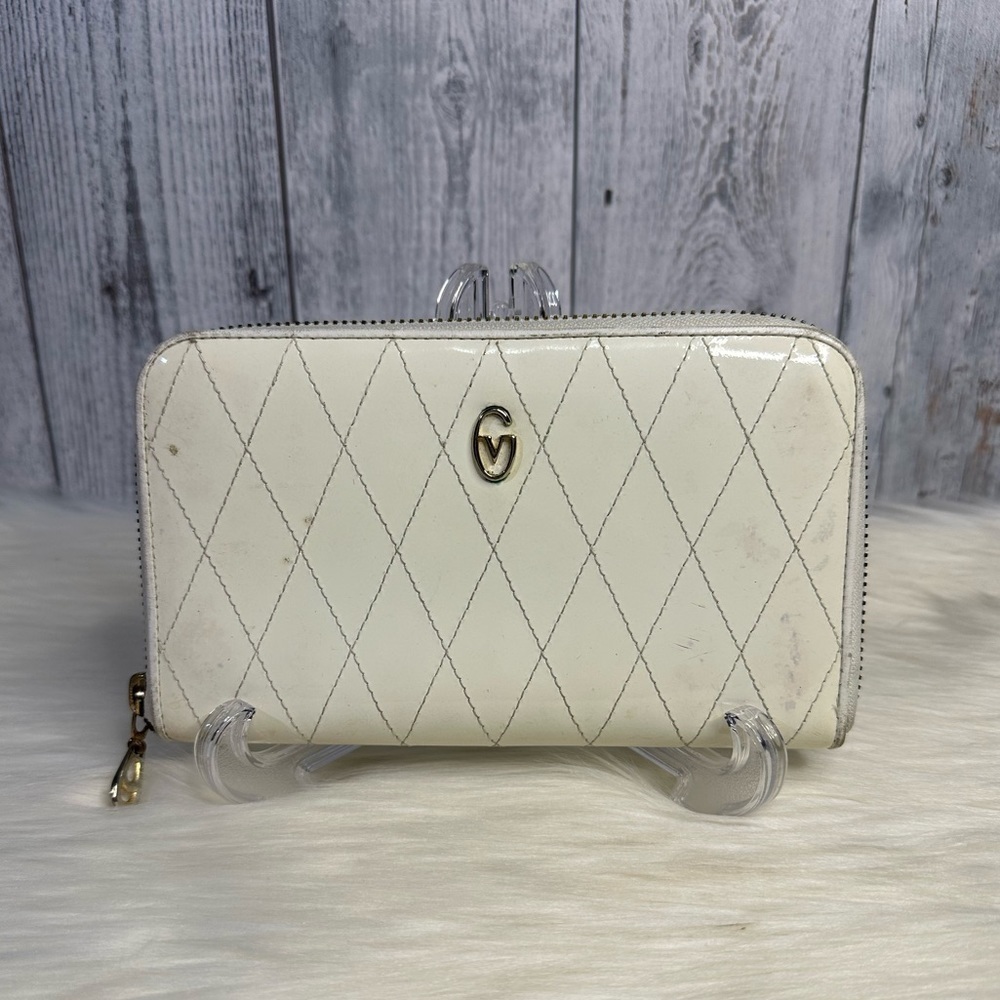 VALENTINO gianni continental patent leather wallet in white